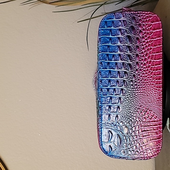 New! TRENDY Multi Blue Fuchsia Hombre Alligator Embossed Satctchel Handbag Purse - Picture 7 of 9